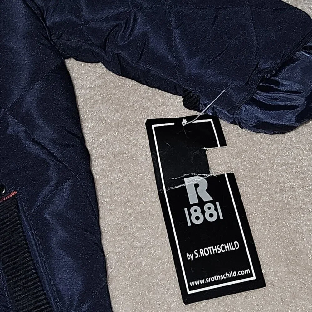 NWT Rothschild Quilted Pram Navy Blue Snowsuit Hooded Lined Baby 3-6 Months